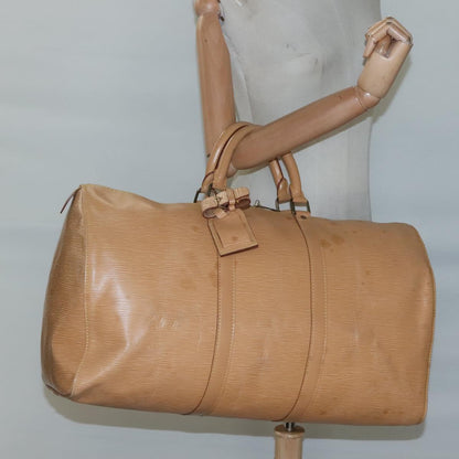 Louis Vuitton Keepall 50, Beige, Leather, travel