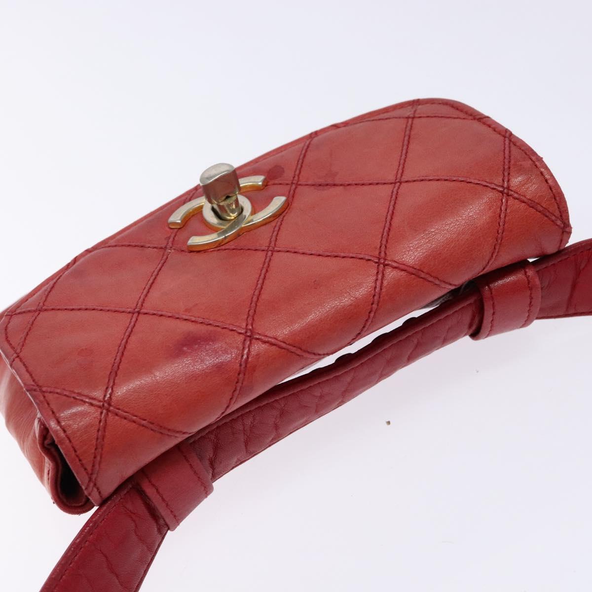 Chanel Bag belt, Red, Leather, clutch