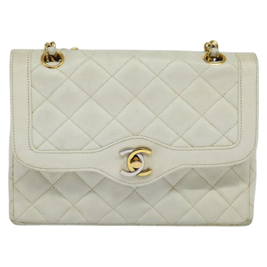 Chanel Double flap, White, Leather, handbag