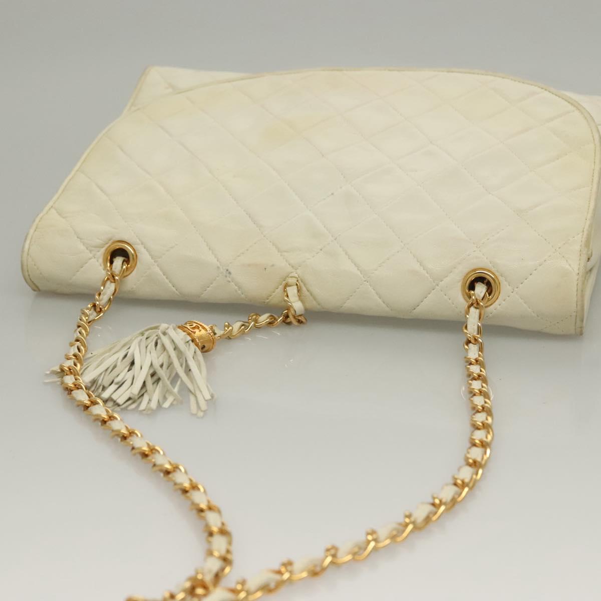 Chanel Demi Lune, White, Leather, shoulder