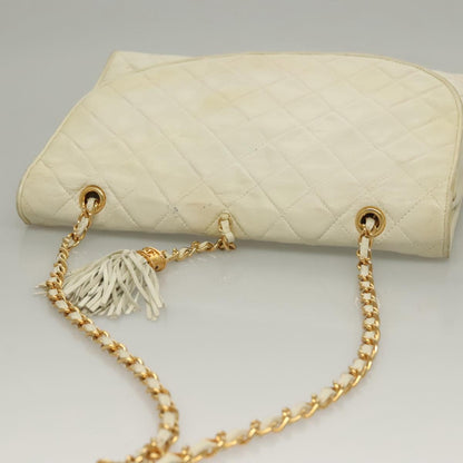 Chanel Demi Lune, White, Leather, shoulder