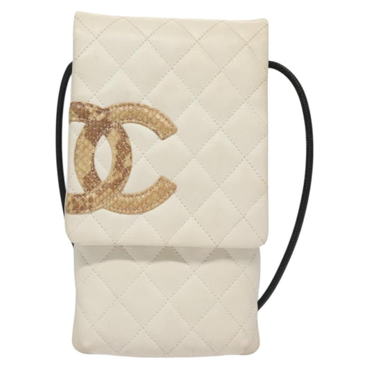 Chanel Cambon, White, Leather, shoulder