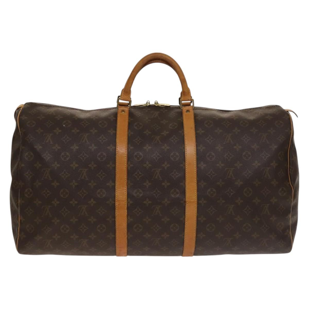 Louis Vuitton Keepall 60, Brown, Canvas, travel