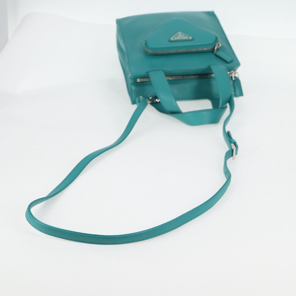 Prada Triangle Logo, Blue, Leather, handbag