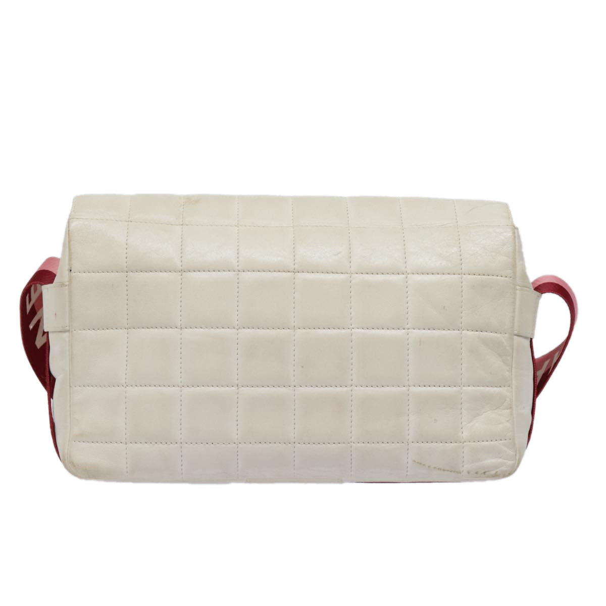 Chanel Chocolate bar, White, Leather, shoulder