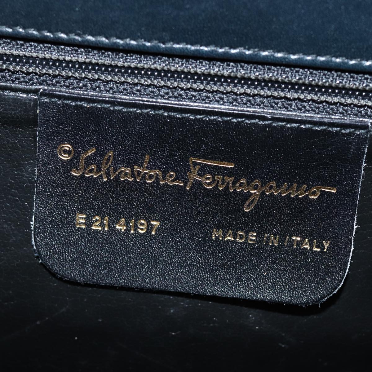 Salvatore Ferragamo Gancini, Navy, Leather, handbag