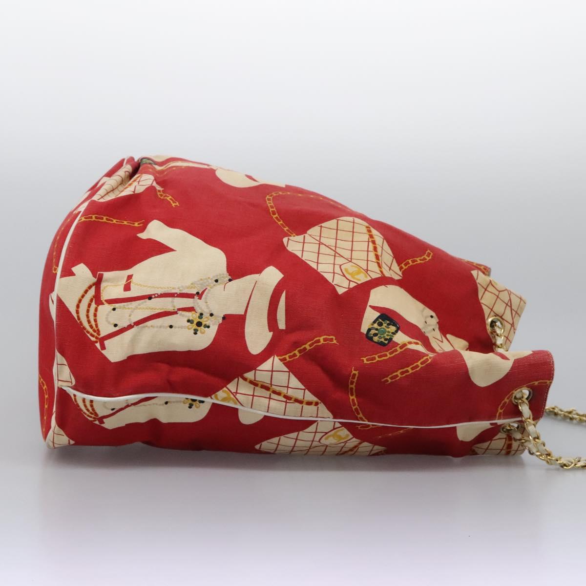 Chanel Coco Mark, Red, Canvas, shoulder