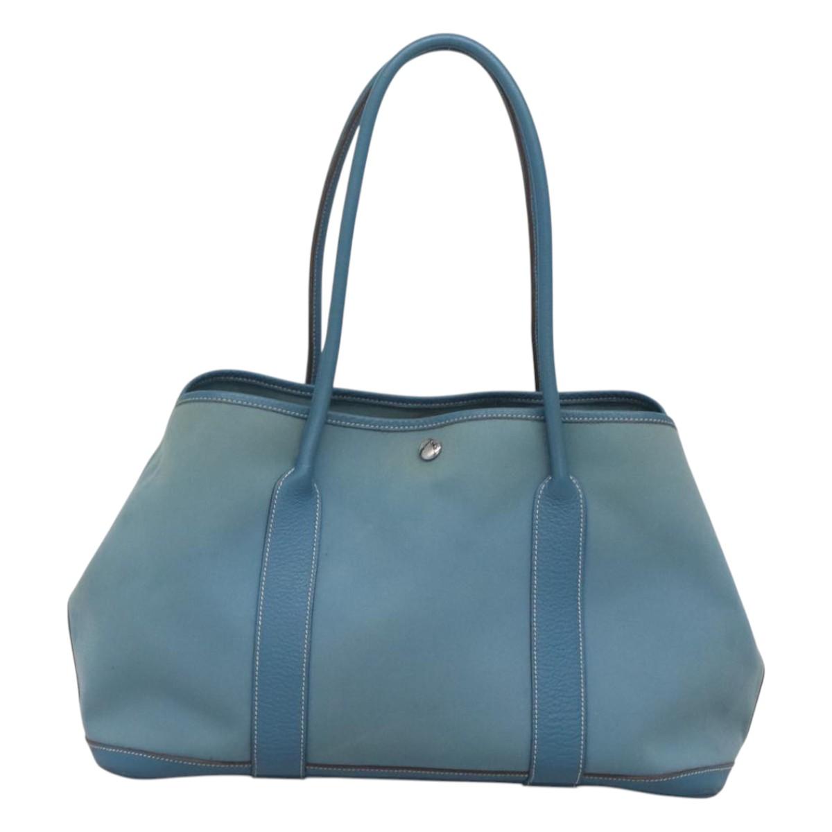 Hermès Garden Party, Blue, Canvas, tote