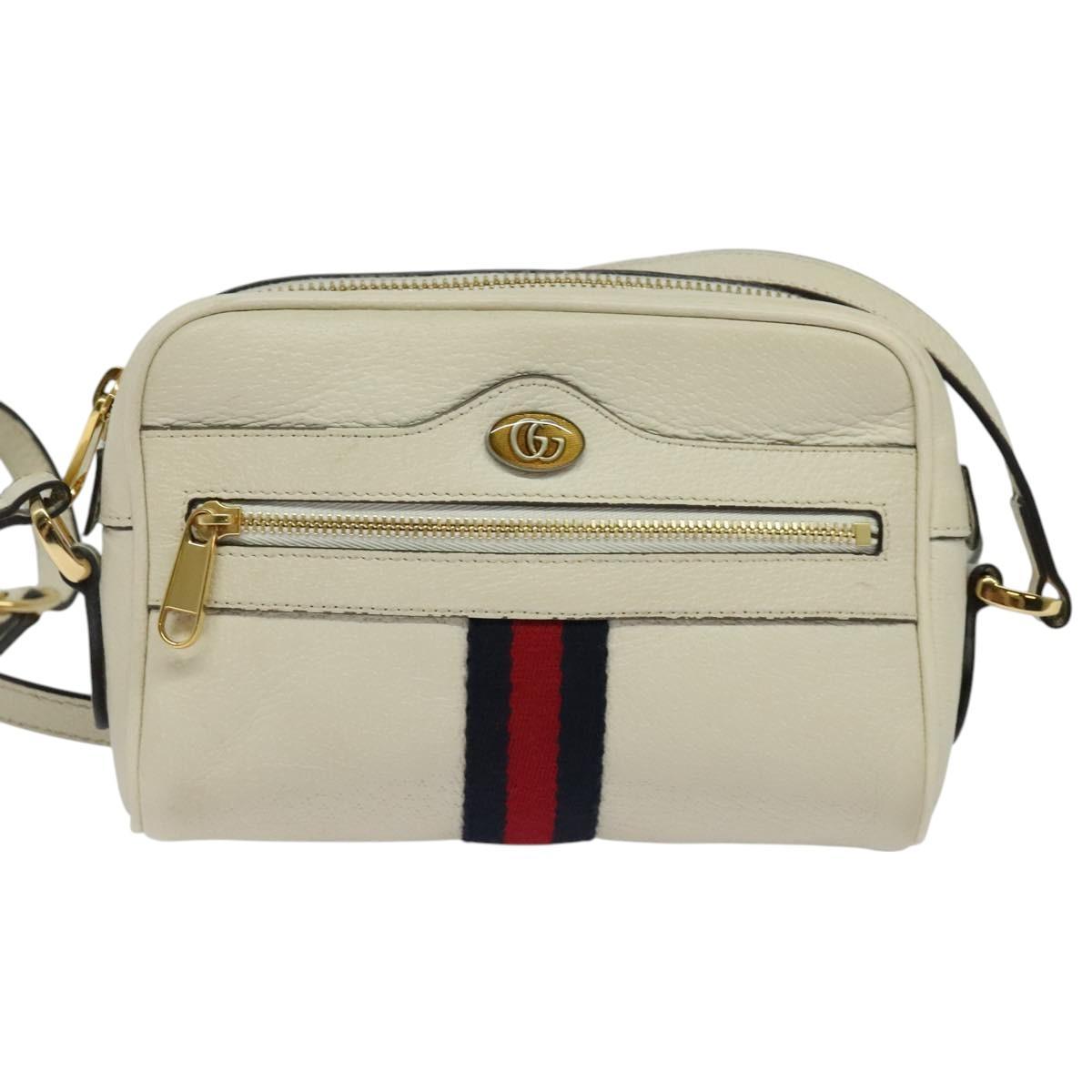 Gucci Ophidia, White, Leather, shoulder