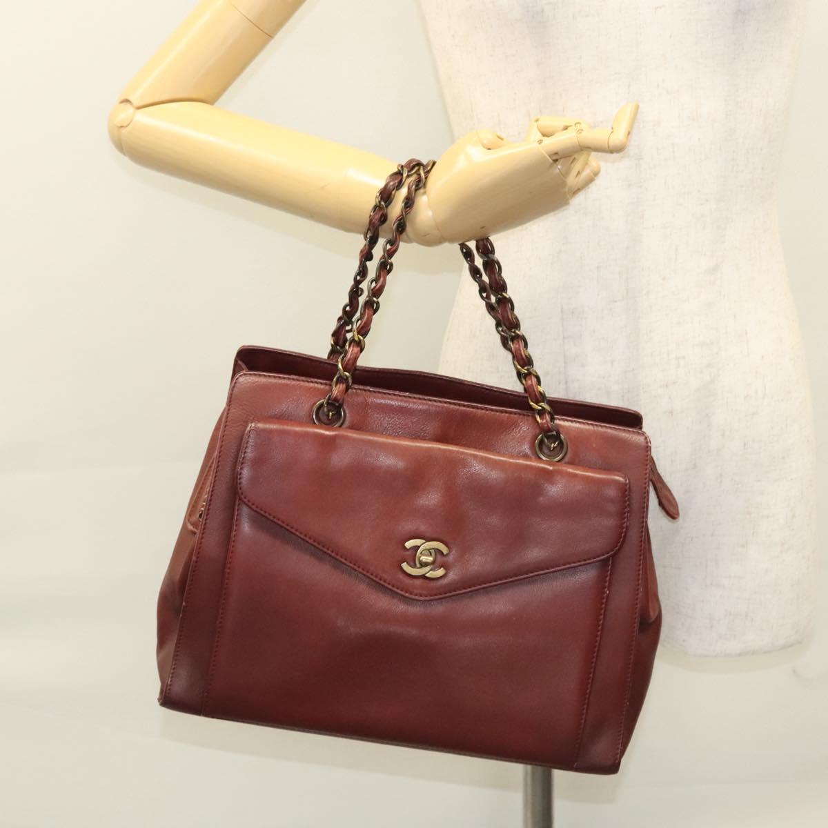 Chanel, Burgundy, Leather, handbag