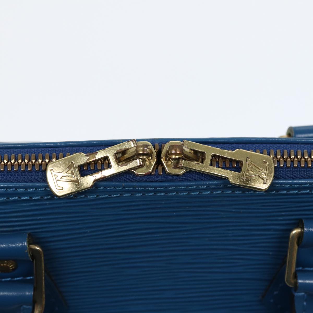 Louis Vuitton Alma, Blue, Leather, handbag