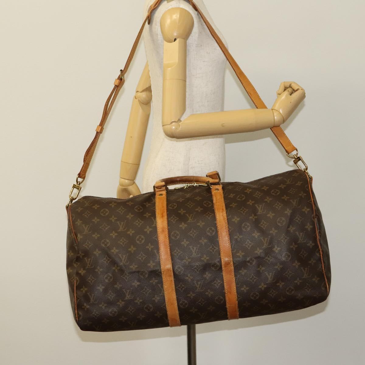 Louis Vuitton Keepall Bandouliere 55, Brown, Canvas, travel