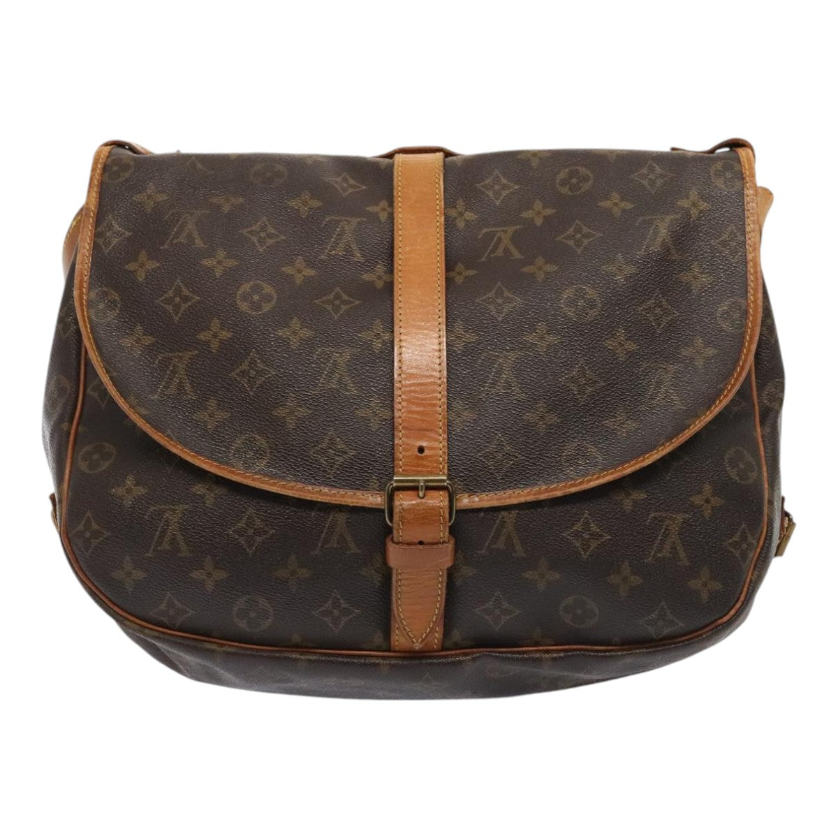 Louis Vuitton Saumur 35, Brown, Canvas, shoulder