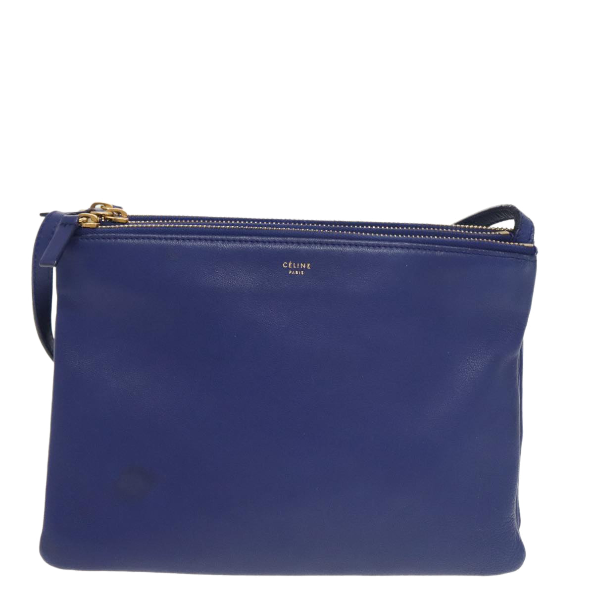 Céline Trio, Blue, Leather, shoulder