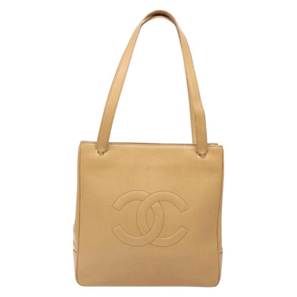 Chanel Coco Mark, Beige, Leather, tote
