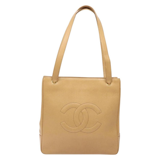 Chanel Coco Mark, Beige, Leather, tote