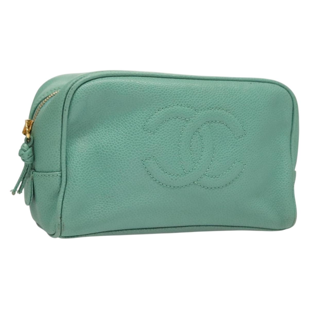 Chanel Coco Mark, Green, Leather, clutch