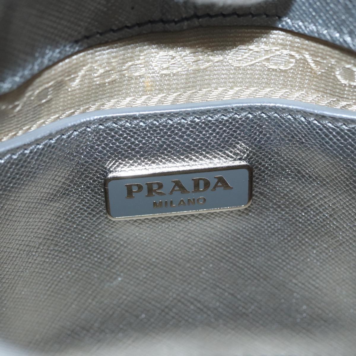 Prada Promenade, Silver, Leather, handbag