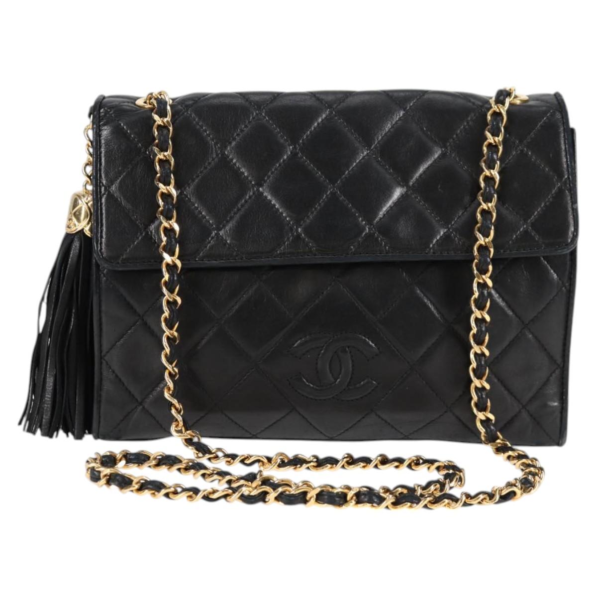 Chanel Coco Mark, Black, Leather, shoulder