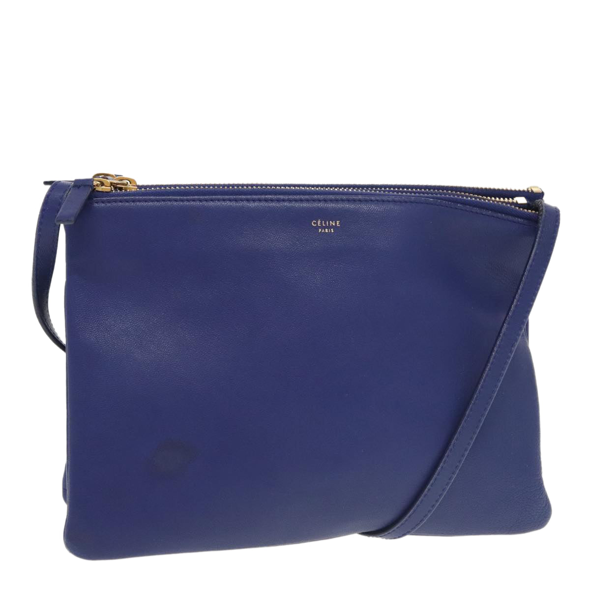 Céline Trio, Blue, Leather, shoulder