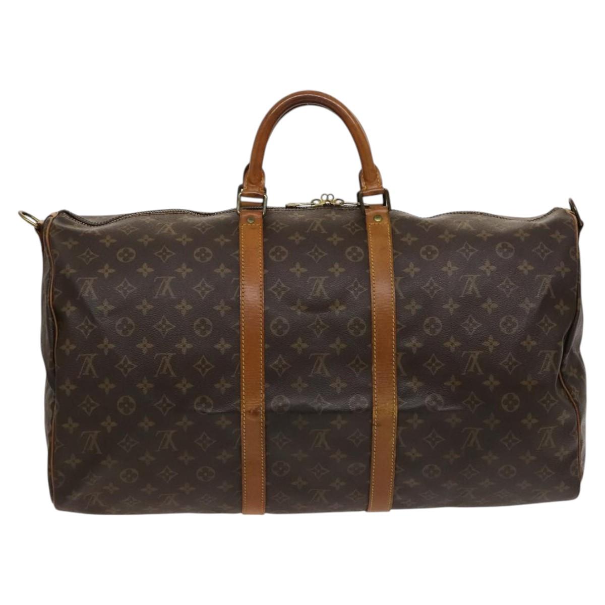 Louis Vuitton Keepall Bandoulière 55, Brown, Canvas, travel