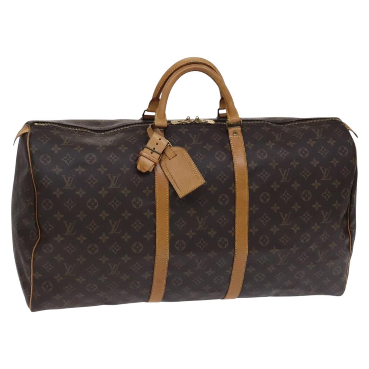 Louis Vuitton Keepall 60, Brown, Canvas, travel