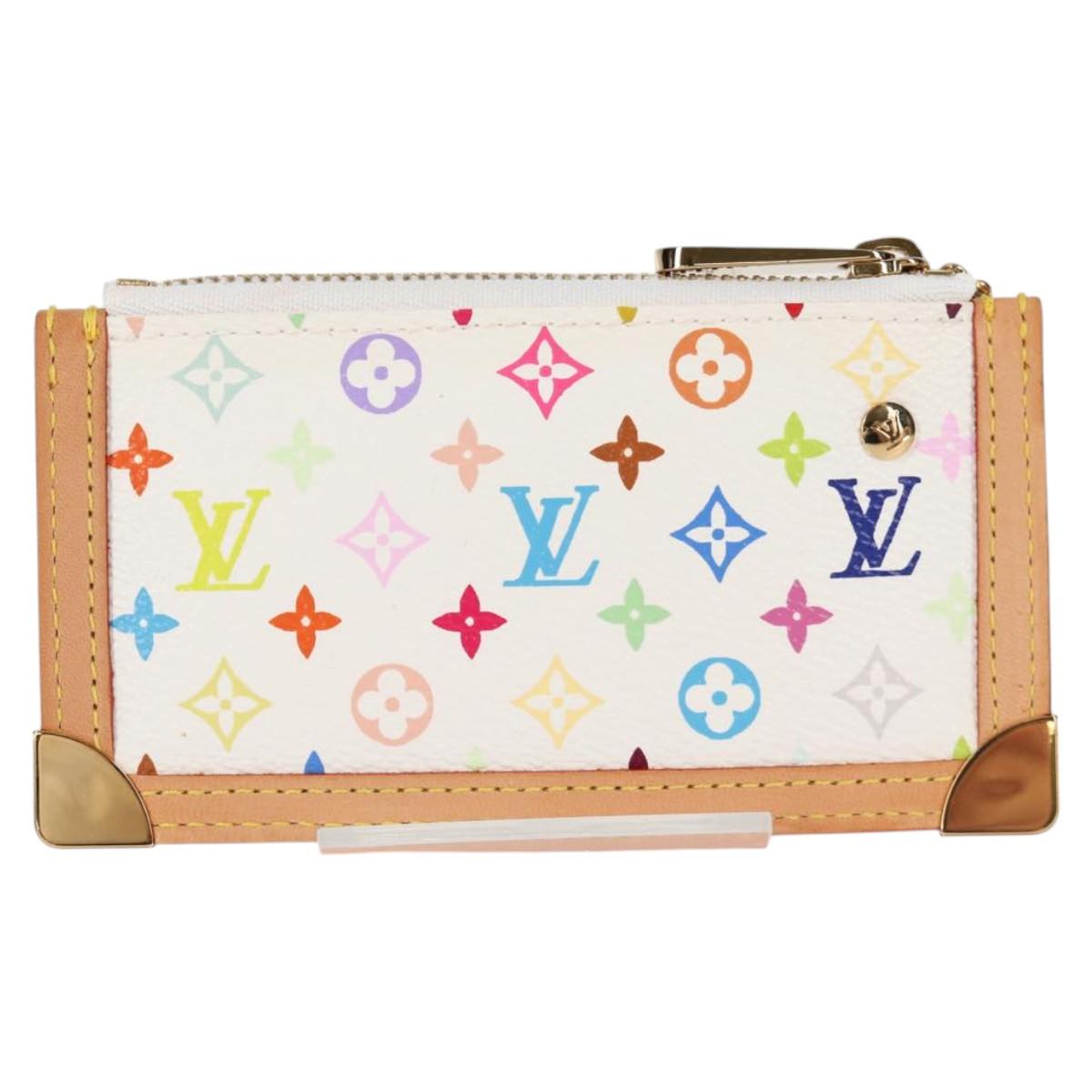 Louis Vuitton Pochette Clés, White, Canvas, wallet