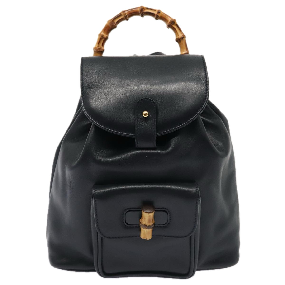 Gucci Bamboo, Navy, Leather, backpack