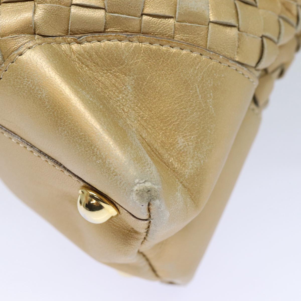 Bottega Veneta Intrecciato, Gold, Leather, handbag