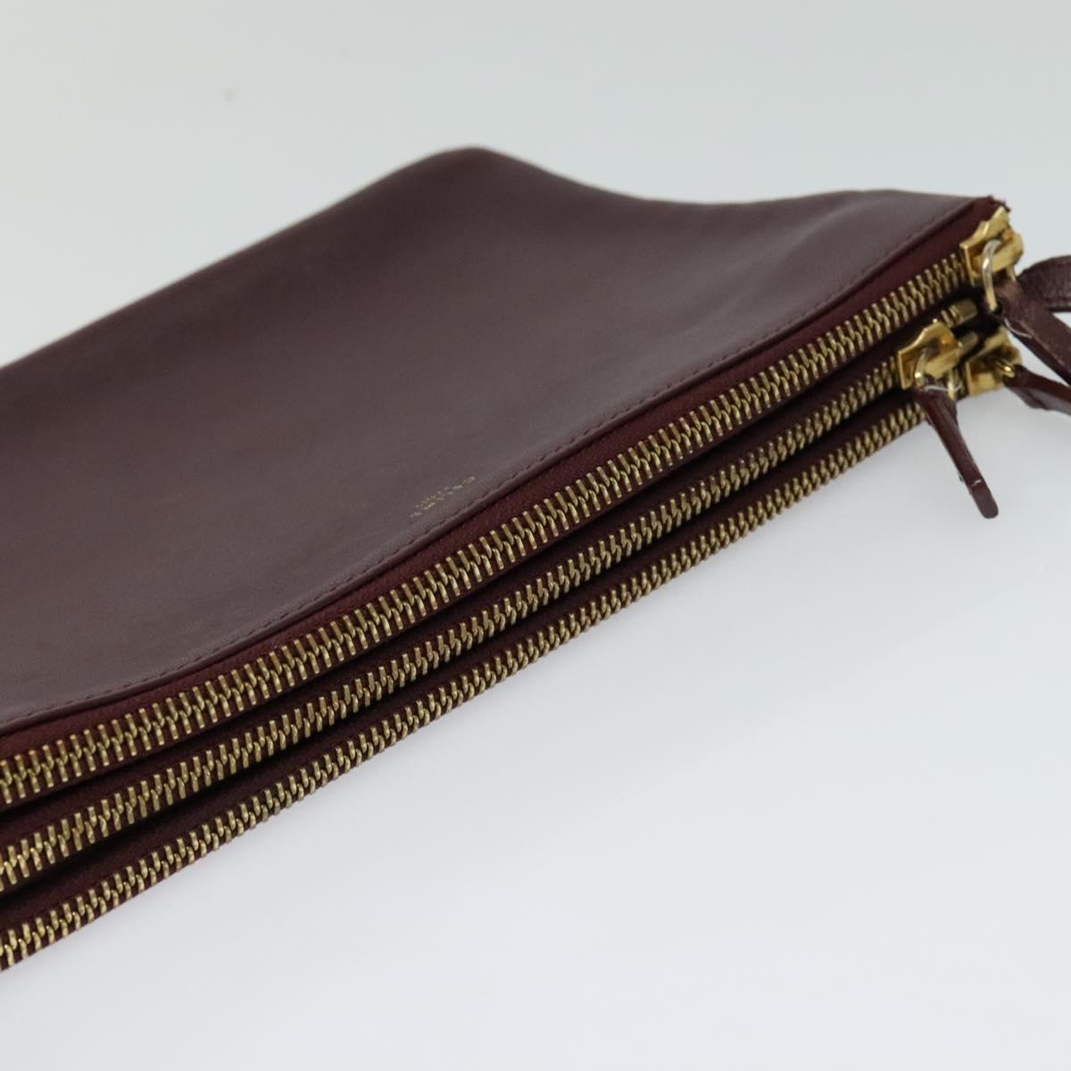 Celine Trio Crossbody Bag Leather, BURGUNDY, LEATHER, Crossbody bag