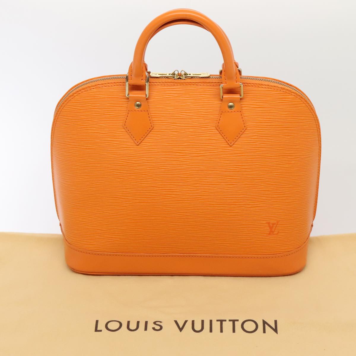 Louis Vuitton Alma, Orange, Leather, handbag