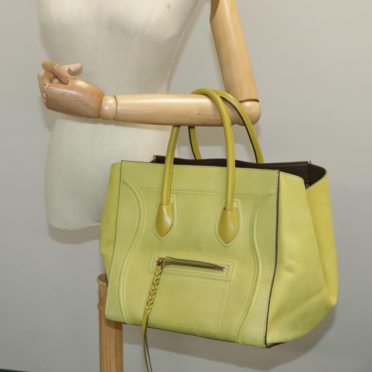 Céline Luggage, Green, Leather, handbag