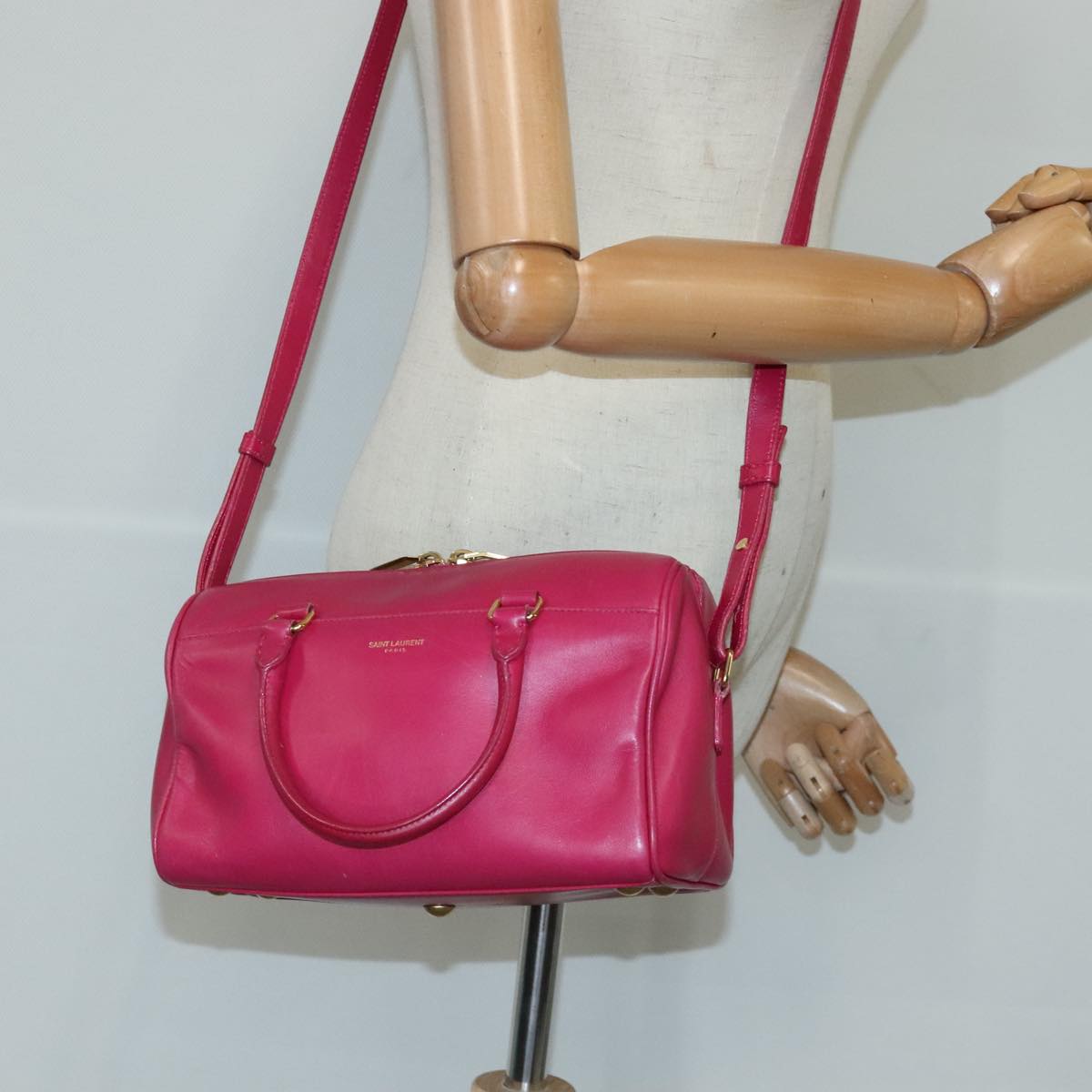 Saint Laurent Duffle, Pink, Leather, handbag