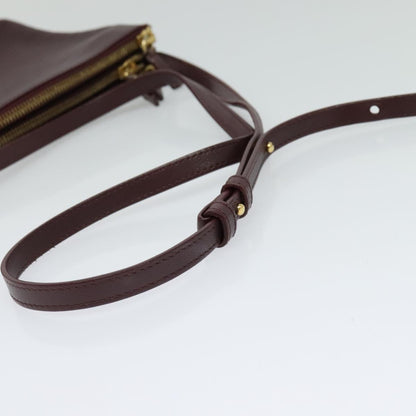 Celine Trio Crossbody Bag Leather, BURGUNDY, LEATHER, Crossbody bag