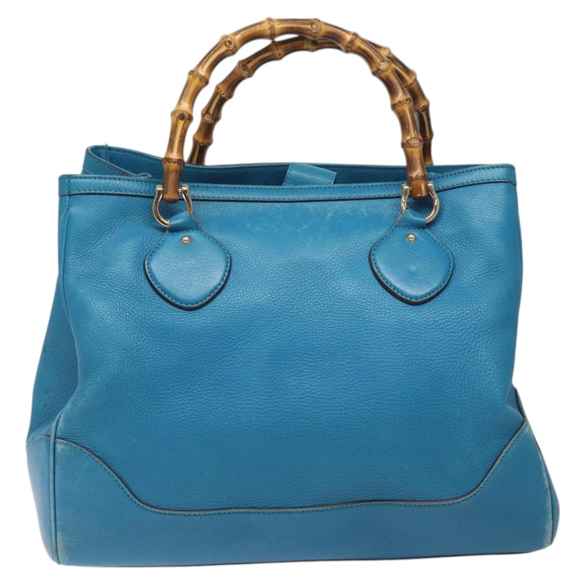 Gucci Bamboo, Blue, Leather, handbag