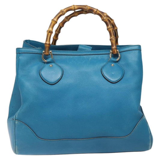 Gucci Bamboo, Blue, Leather, handbag