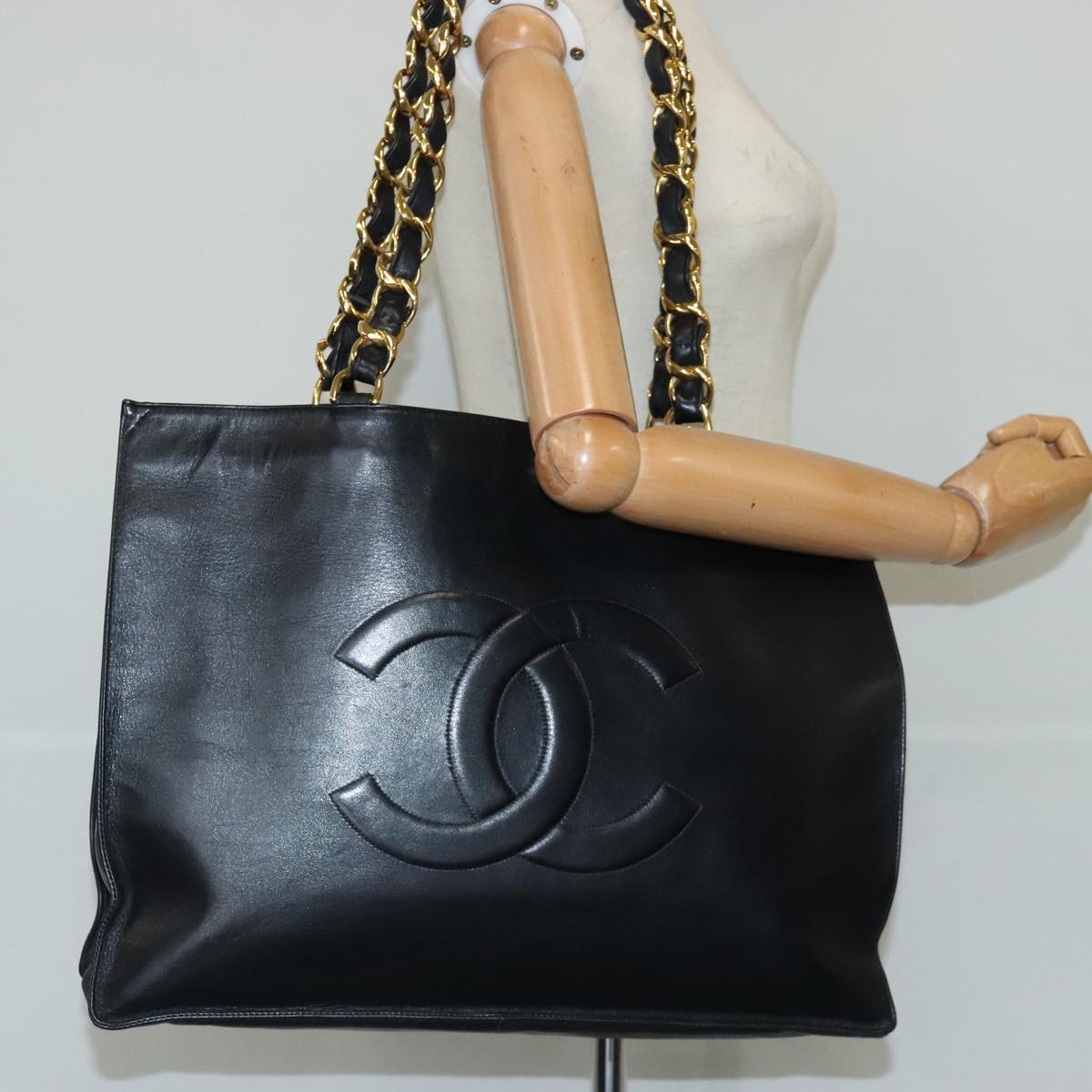 Chanel Coco Mark, Black, Leather, tote