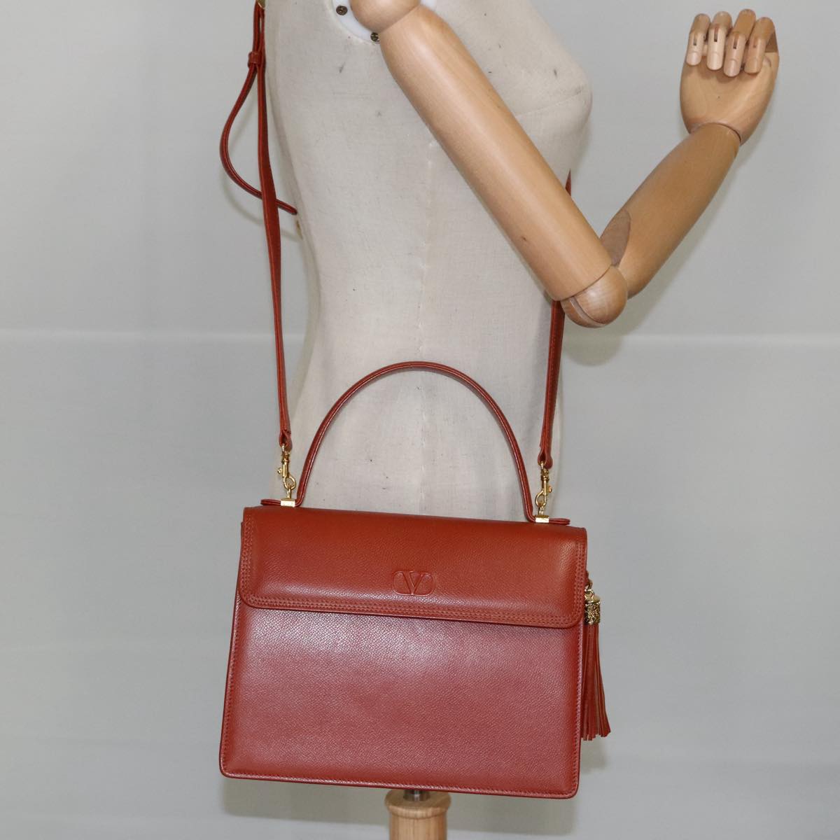 Valentino Garavani VSLING, Brown, Leather, handbag