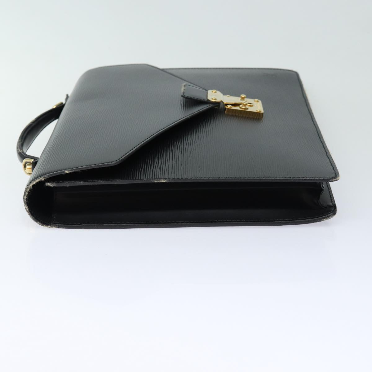 Louis Vuitton Porte Documents, Black, Leather, briefcase