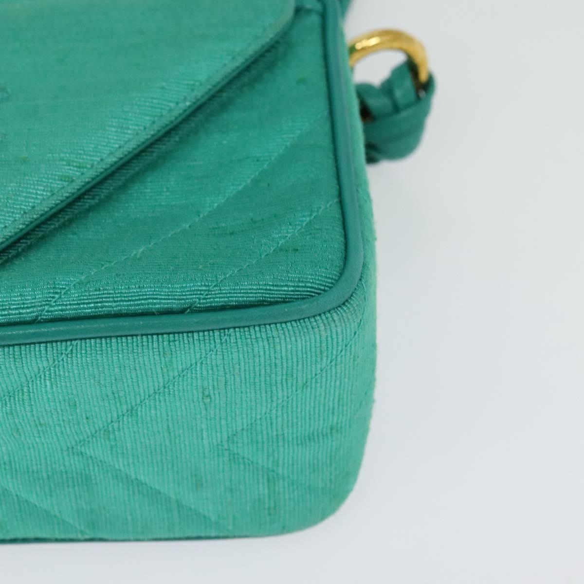 Chanel Camera, Green, Canvas, shoulder