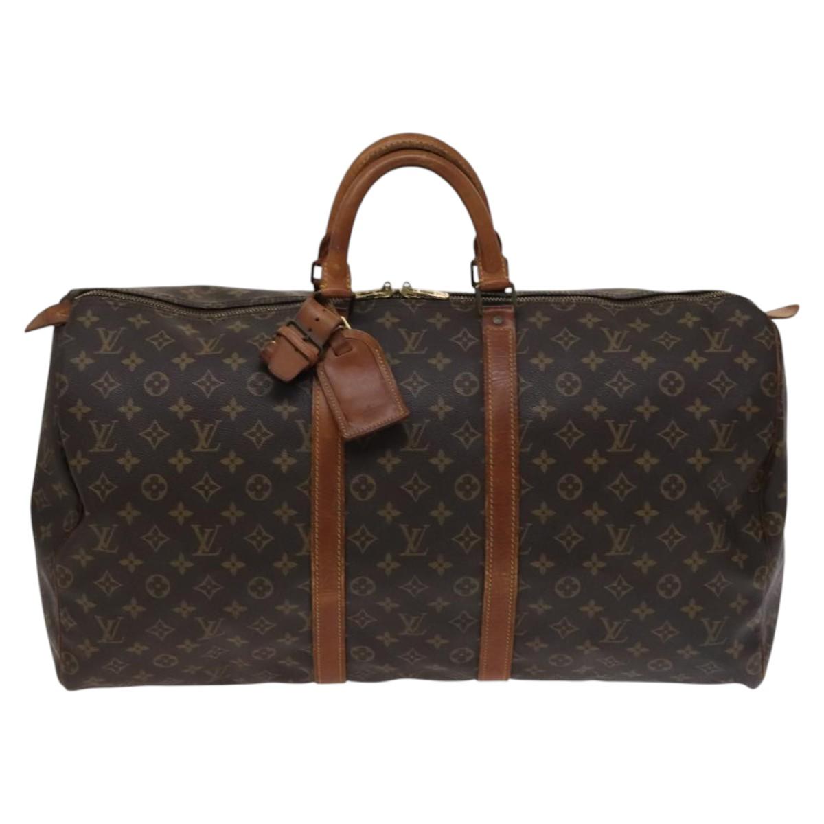 Louis Vuitton Keepall 55, Brown, Canvas, travel