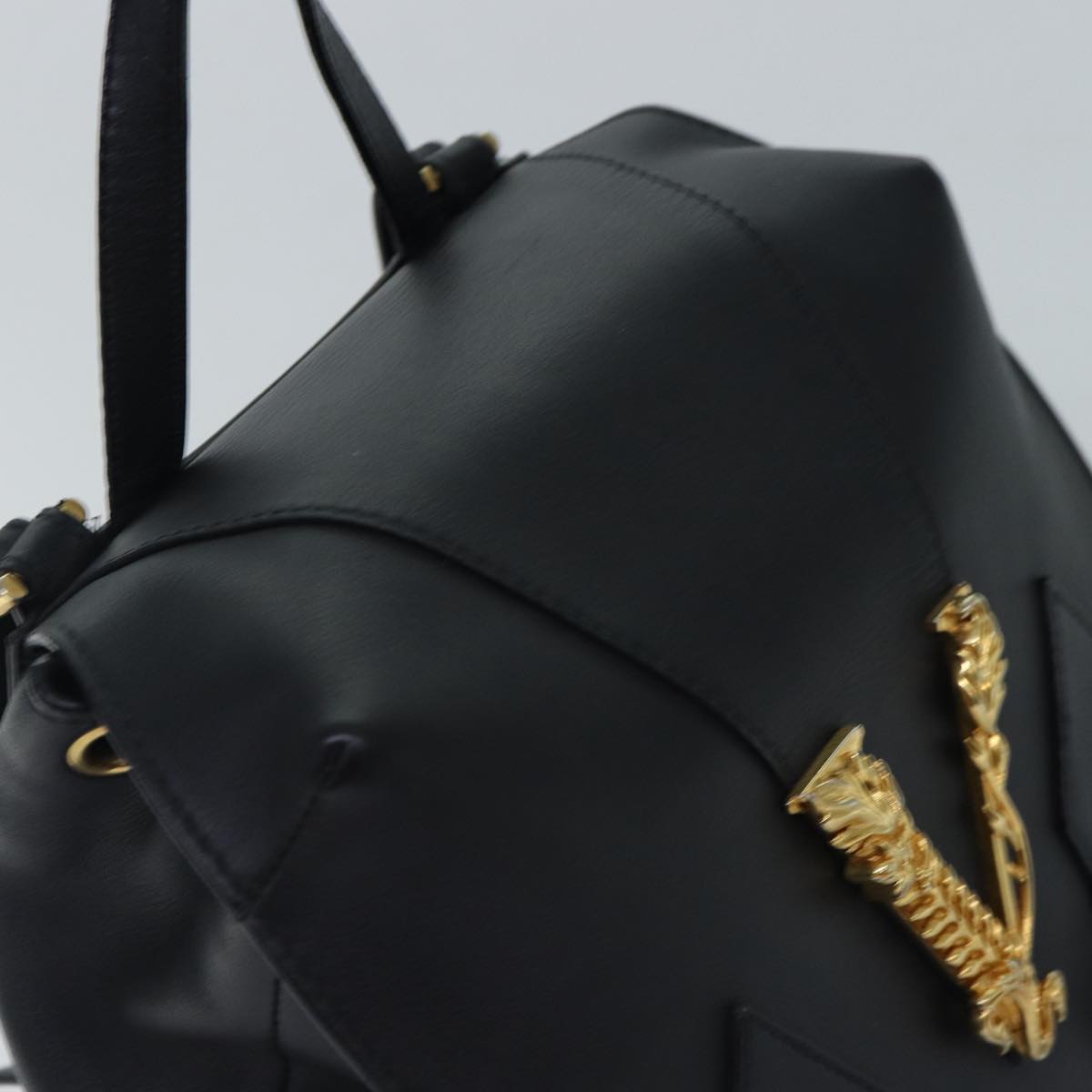 Versace Virtus, Black, Leather, backpack