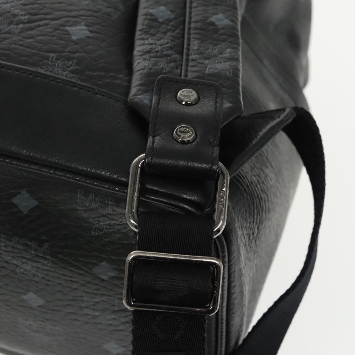 MCM Visetos, Black, Canvas, backpack