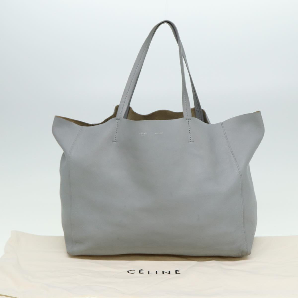 Céline Cabas Horizontal, Grey, Leather, tote