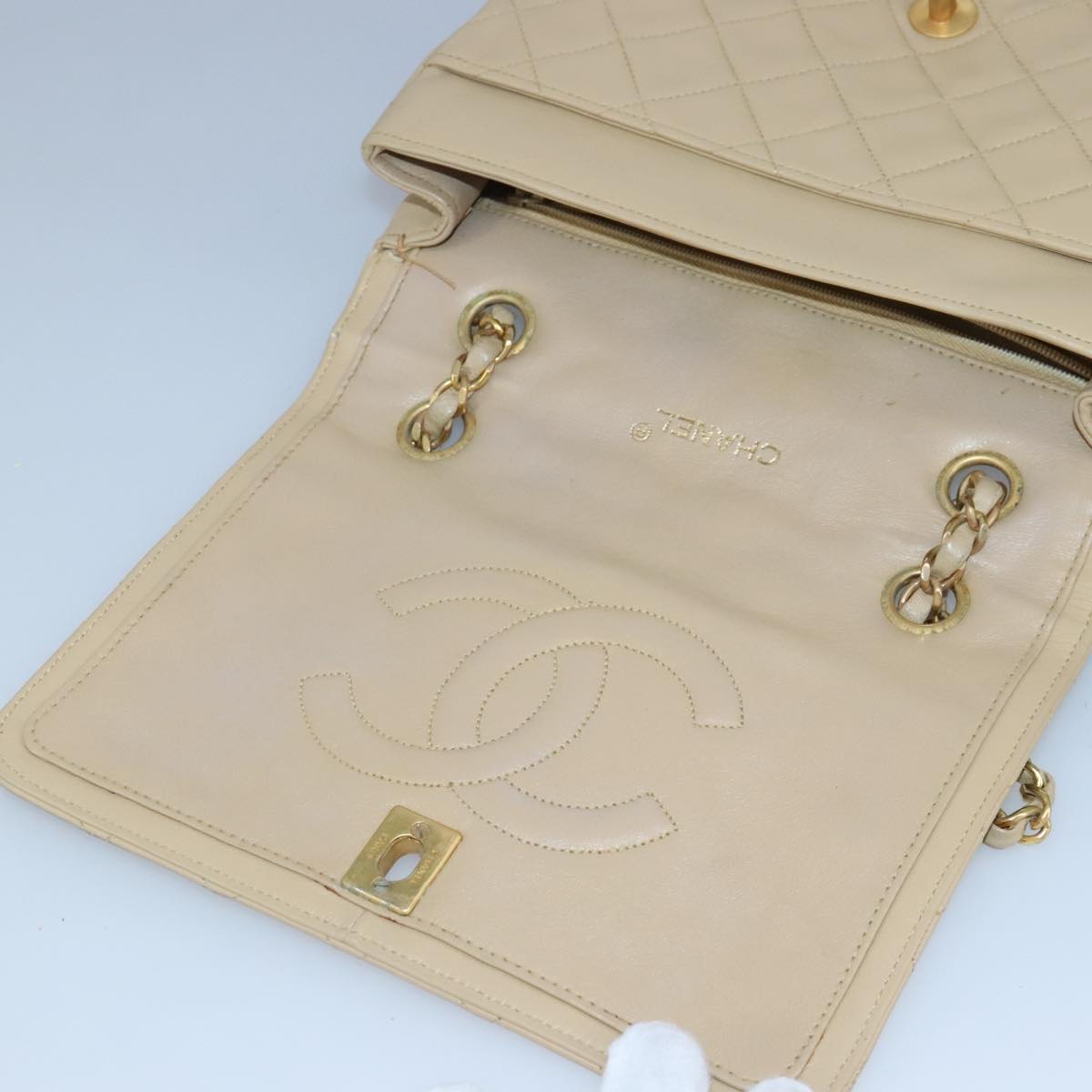 Chanel Flap bag, Beige, Leather, shoulder