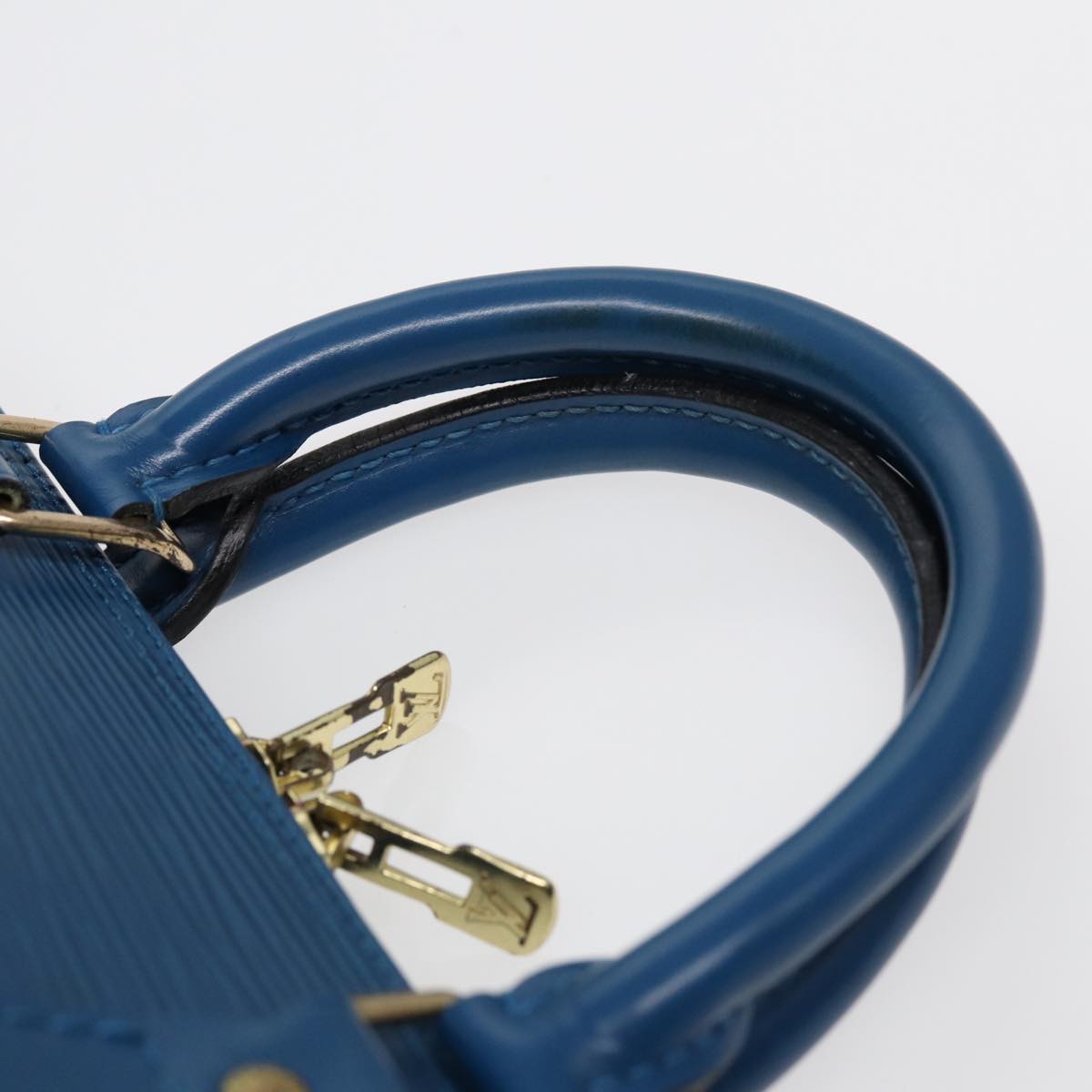 Louis Vuitton Alma, Blue, Leather, handbag