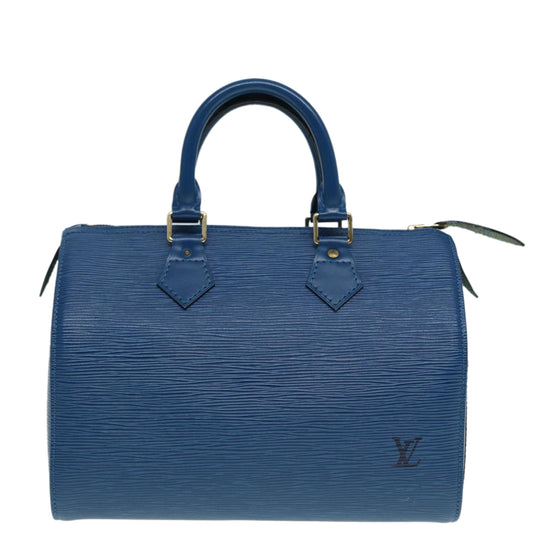 Louis Vuitton Speedy 25, Blue, Leather, handbag