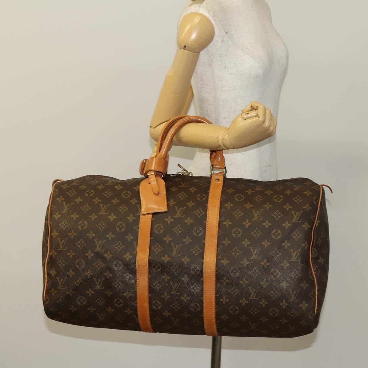 Louis Vuitton Keepall 55, Brown, Canvas, travel
