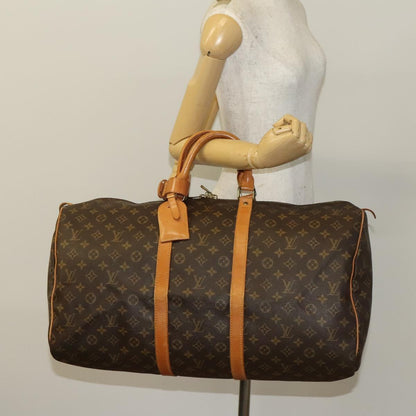 Louis Vuitton Keepall 55, Brown, Canvas, travel
