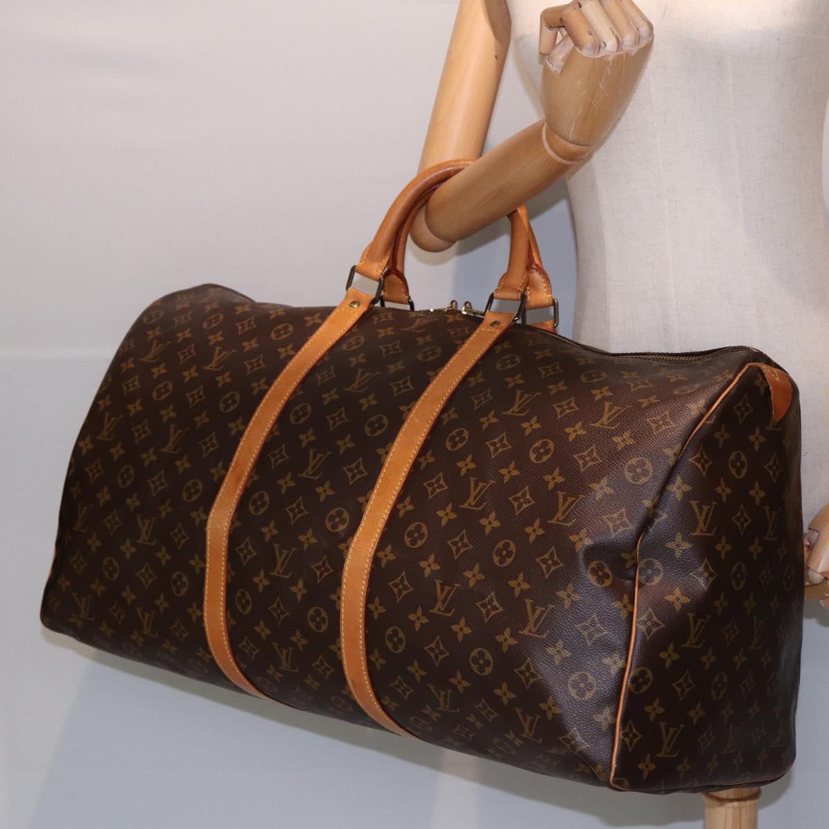 Louis Vuitton Keepall 60, Brown, Canvas, travel